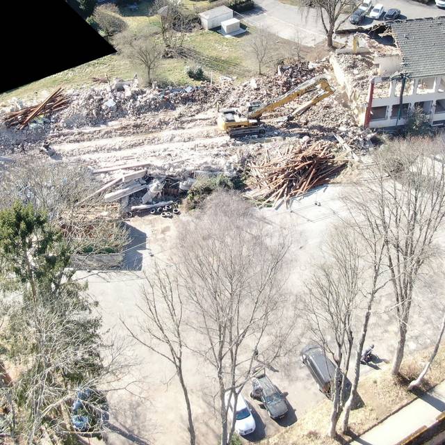 Luftbild der Fläche am Katharinenhof – inzwischen ist das Gebäude komplett abgerissen.