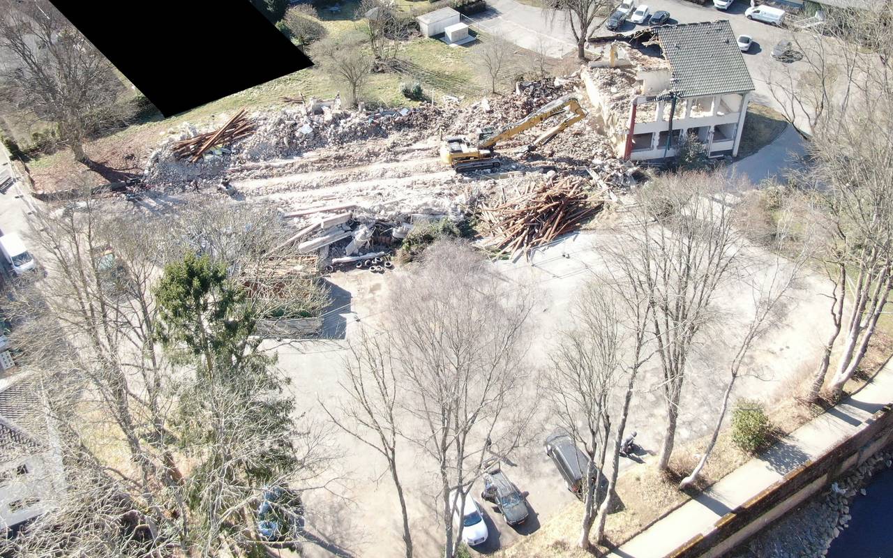 Luftbild der Fläche am Katharinenhof – inzwischen ist das Gebäude komplett abgerissen.