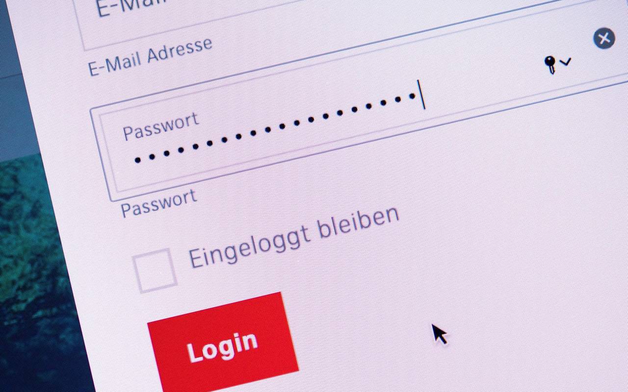 Ein Passwort wird im Login-Bereich einer Website eingetragen