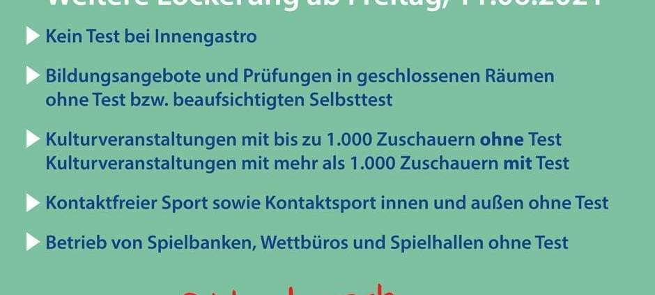 Weitere Lockerungen ab Freitag