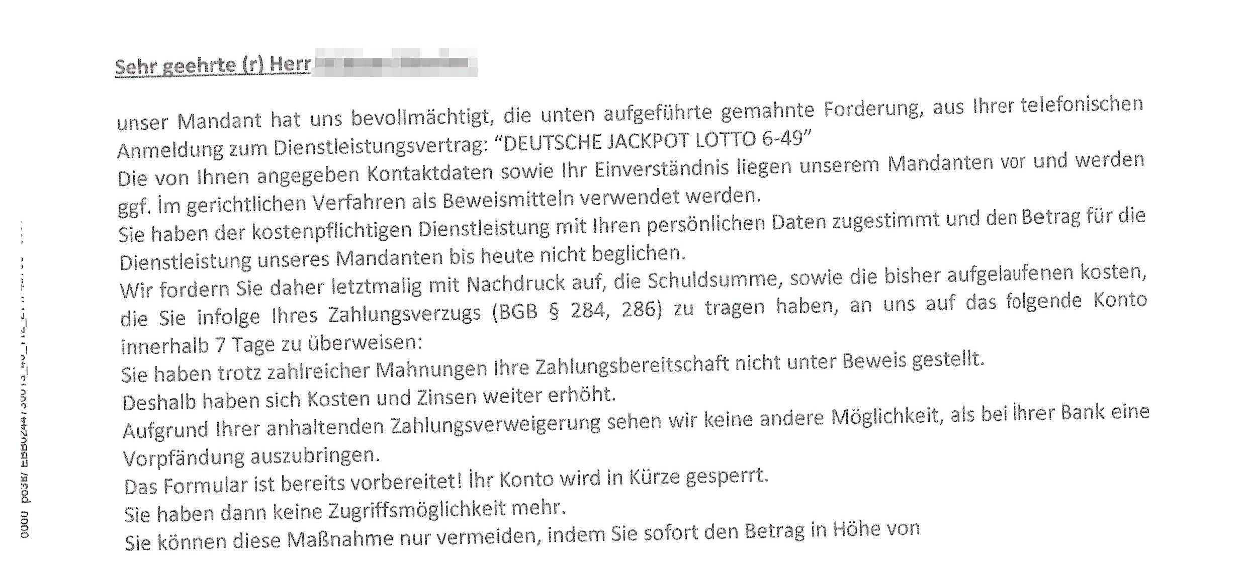 Polizei warnt vor falschen Inkassoschreiben