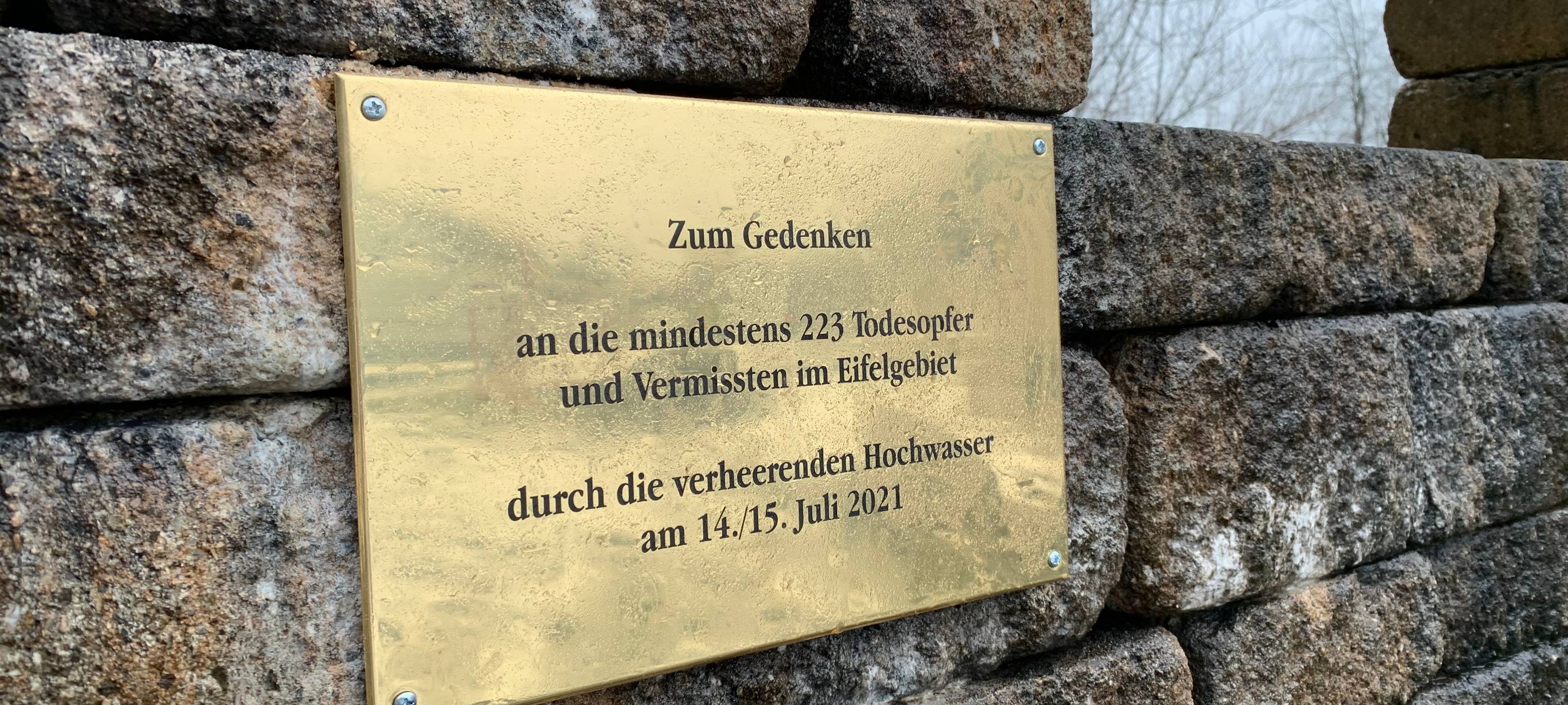 Gedenktafel für die Opfer der Flutkatastrophe