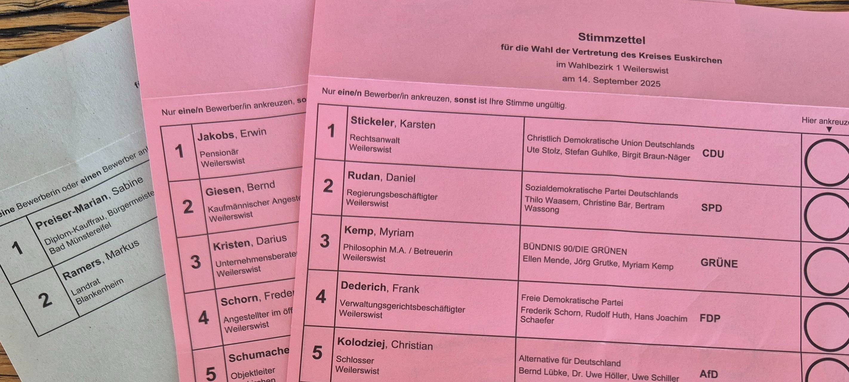 Bad Münstereifel und Hellenthal brauchen neue Wahlzettel