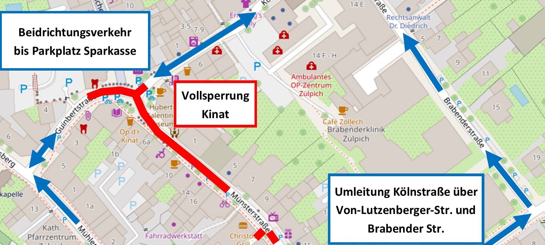 Sperrung der "Kinat" in Zülpich ab Aschermittwoch