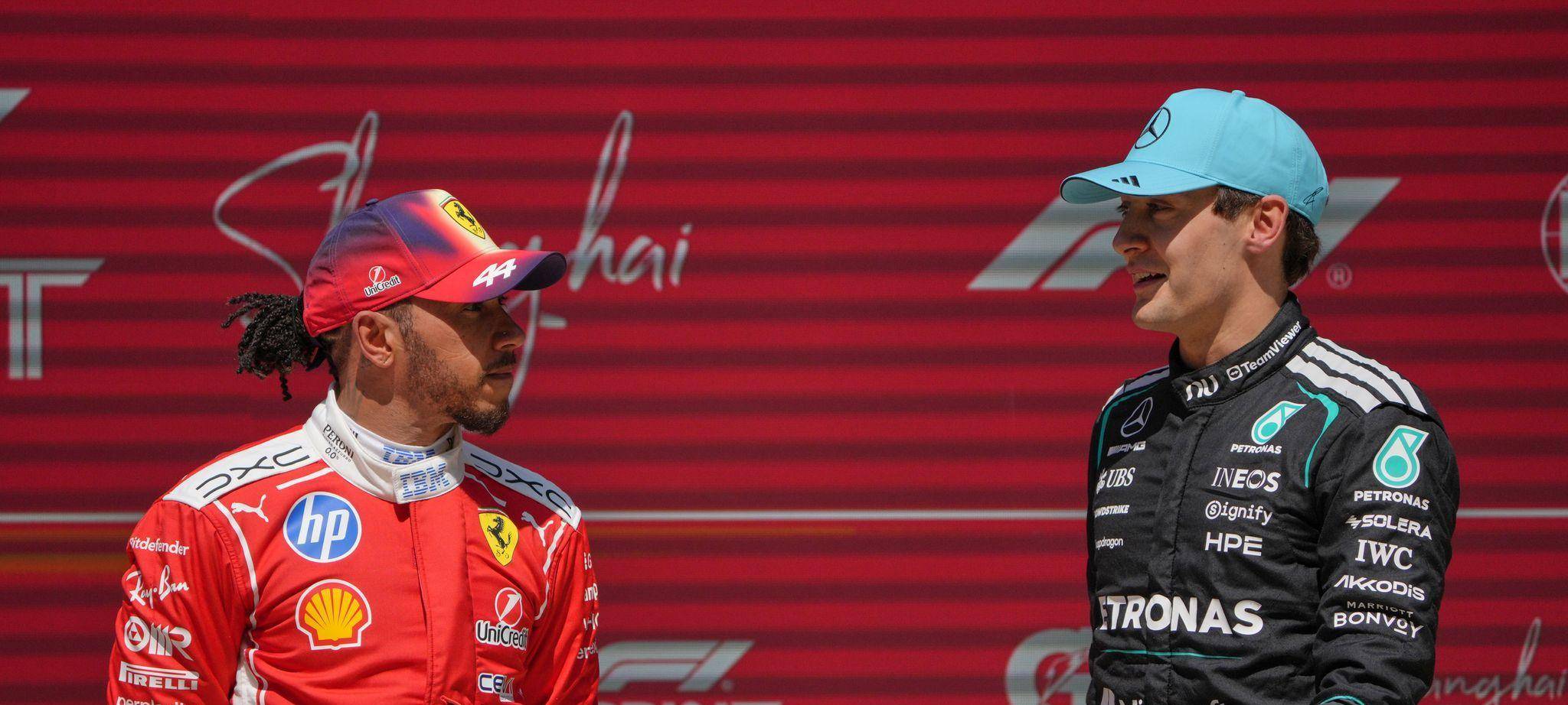 George Russell (r) und Lewis Hamilton