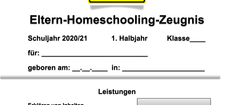 Homeschooling-Noten für die Eltern