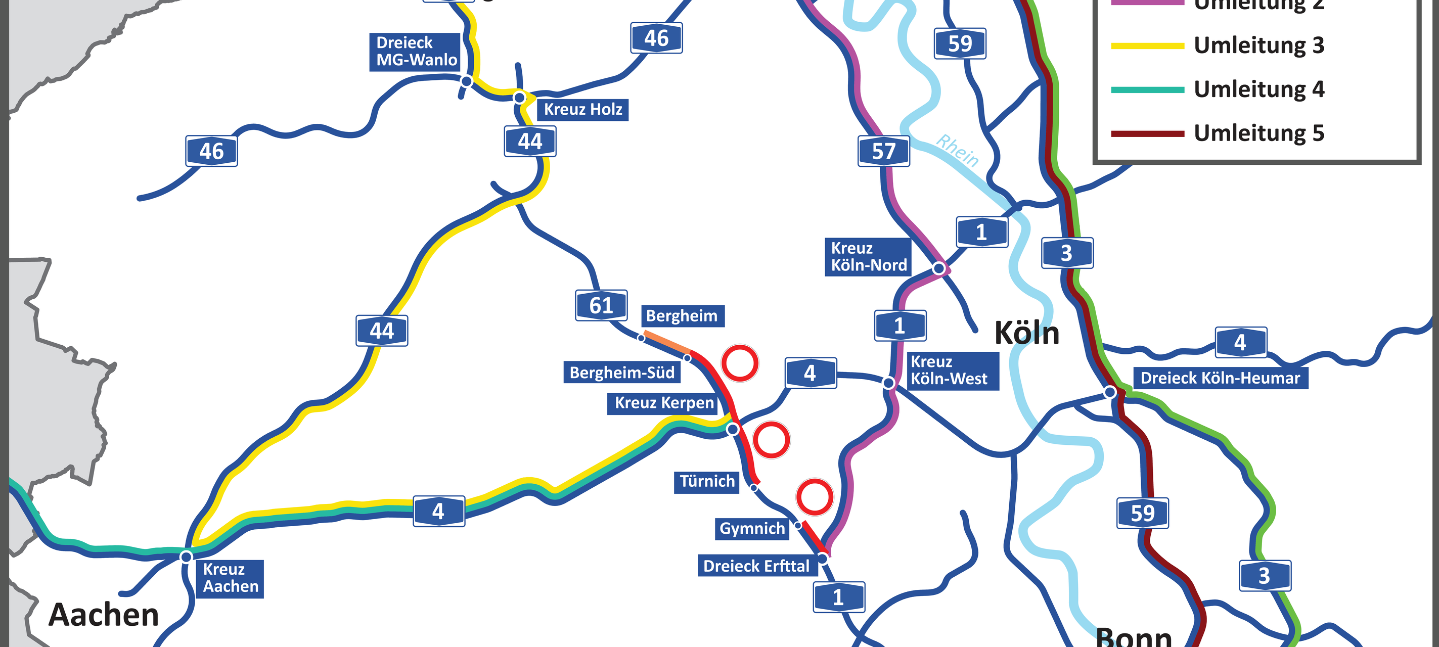 Vollsperrung auf großen Teilen der A61