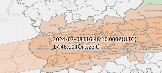 Trümmerteil der ISS fliegt am Abend südlich am Kreis Euskirchen vorbei